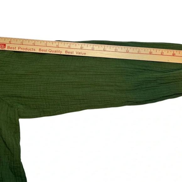 J.Crew Women's Size L Soft Gauze LS Fresco Top Popover Utility Green - Picture 6 of 6